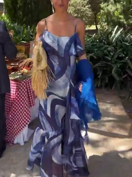 Aurohaya Unique Printed Sling Dress Printed