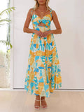 Printed Suspender Midi Dress