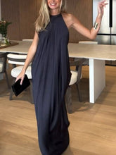 Minimalist Halter Neck Backless Maxi Dress