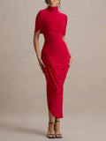 Slim-Fit Irregular Hem Midi Dress
