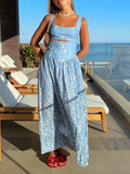 Hollow Design Printed Sling Dress