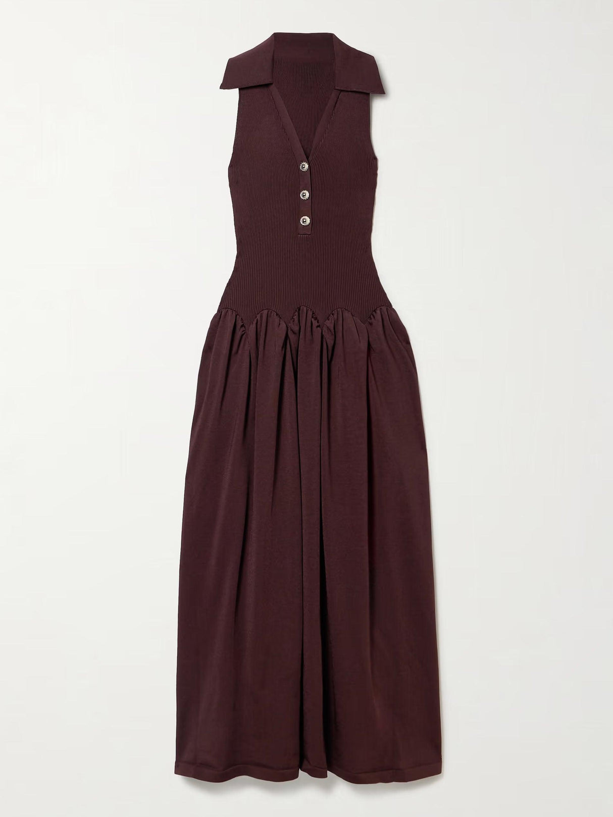 Aurohaya Fashion Knitted Corset Patchwork A-line Pleated Maxi Dress