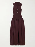 Fashion Knitted Corset Patchwork A-line Pleated Maxi Dress