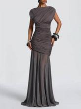 Pleated Design Spliced See-through Skirt Maxi Dress