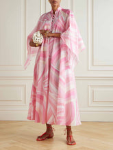 Exquisite Abstract Swirl Print Robe Maxi Dress