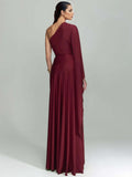 Elegant One Shoulder Long Party Slit Maxi Dress