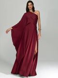 Elegant One Shoulder Long Party Slit Maxi Dress