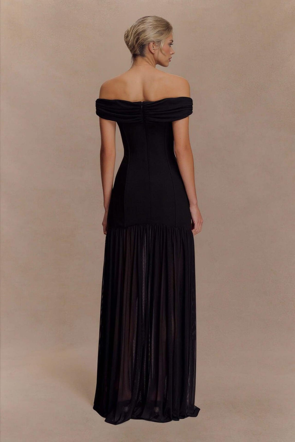 Aurohaya Elegant Floral-Embellished Strapless Bodycon Maxi Dress