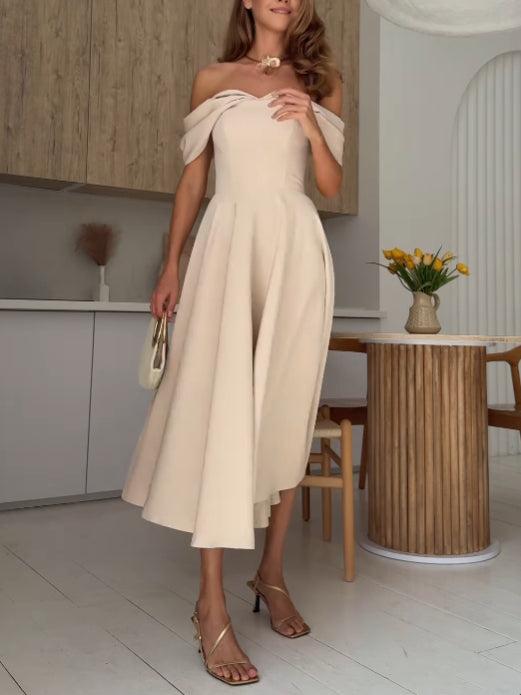 Aurohaya Elegant Off-the-shoulder Draped Maxi Dress