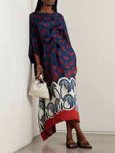 Unique Floral Print Belted Maxi Dress