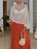 Elegant Sequined Cutout Long-Sleeved Sweater