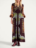 Unique Floral Print V-Neck Maxi Dress