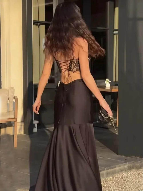 Aurohaya Exquisite Lace Cutout Mermaid Evening Gown Dress