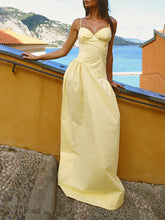 Summer A-Line Fitted Vacation Spaghetti Strap Maxi Dress
