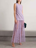 Elegant Corseted Waist Lace Maxi Dress