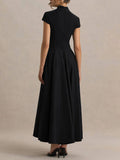 Elegant Asymmetrical Neckline Maxi Dress