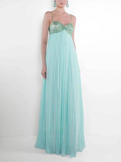 Aurohaya Elegant Ruched Twist-Detail Spaghetti Strap Maxi Dress