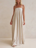Delicate Striped Patchwork Ruched Casual Cami Maxi Dress