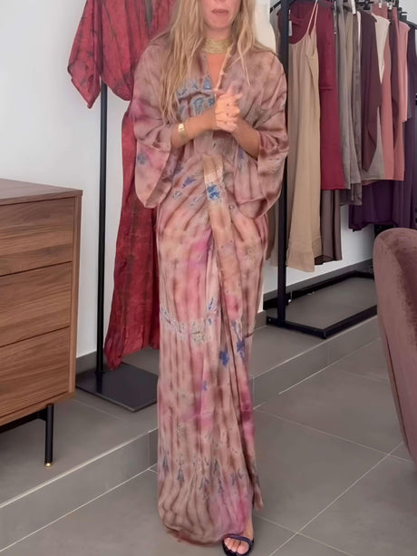 Aurohaya Kimono-Style Printed Dress Multicolor