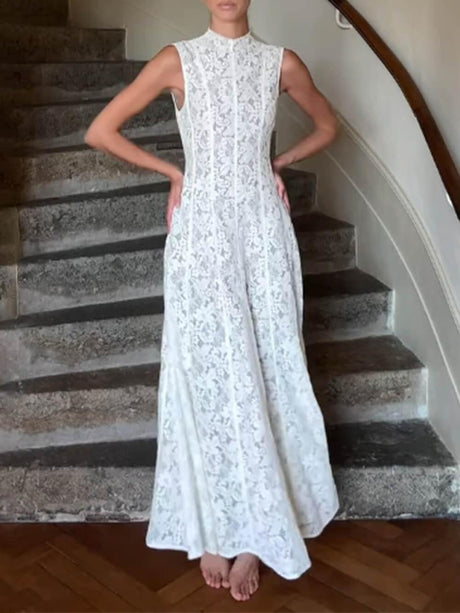 Aurohaya Elegance Timeless Sleeveless Lace Bodycon Maxi Dress