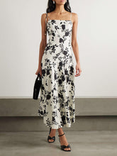 Elegant Floral-Print Linen And Cotton-Blend Midi Dress