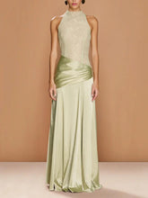Aurohaya Elegant Lace Sheath Maxi Dress Green