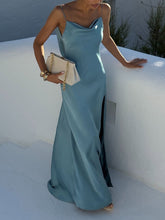 Sexy Elegant Satin Side High Slit Maxi Dress