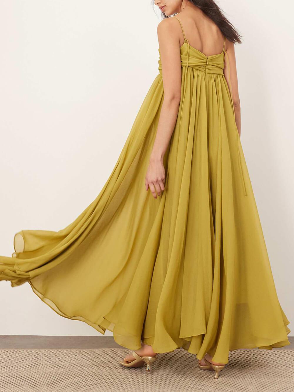 Aurohaya Elegant Off-Shoulder A-Line Maxi Slip Maxi Dress
