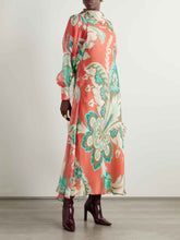 Unique Draped Floral-print Chiffon Maxi Dress