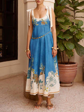 Casual Floral Print Bow-strap Maxi Dress