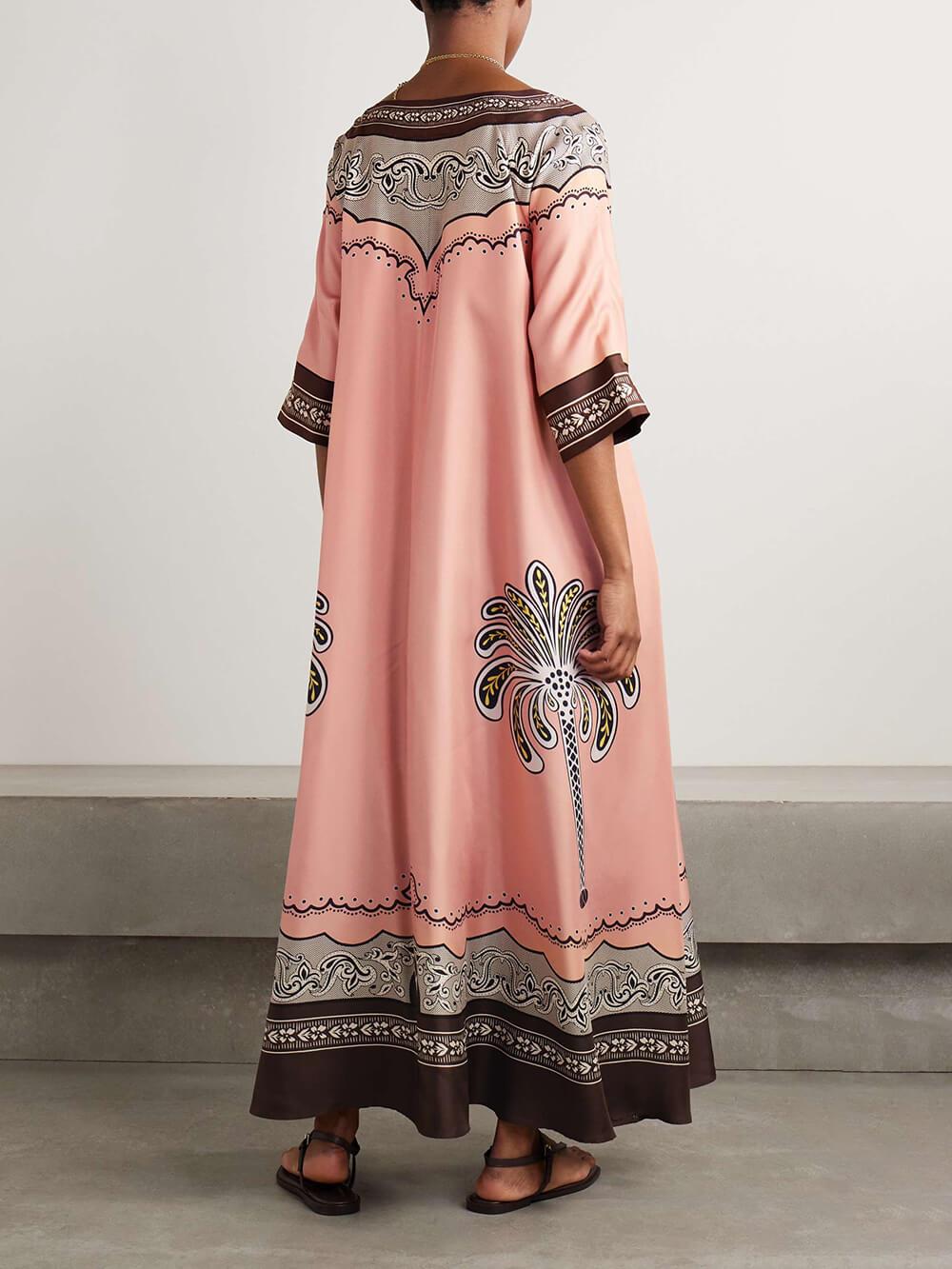 Aurohaya Unique Ethnic Oversized Printed Twill Maxi Dress