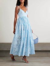 Exquisite Pleated Lace Cutout Maxi Dress