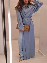 Casual Slit Cotton Shirt Maxi Dress