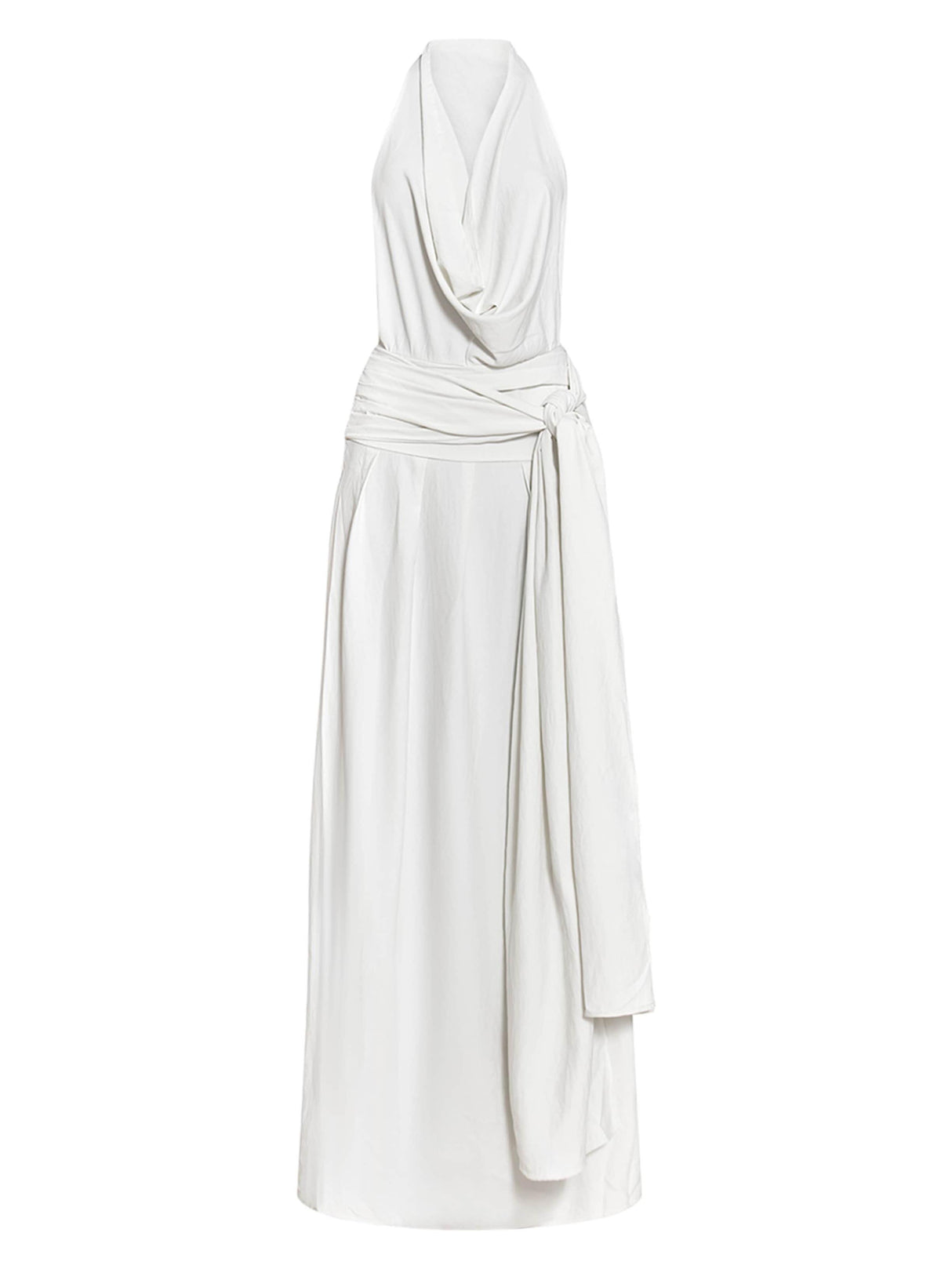 Aurohaya Elegant Scarf Neck Low Back Maxi Dress