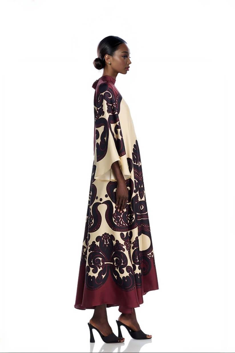 Aurohaya Elegance Ease Stunning Grenadilla Print Maxi Dress