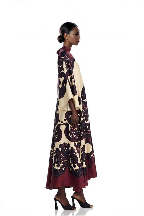 Aurohaya Elegance Ease Stunning Grenadilla Print Maxi Dress