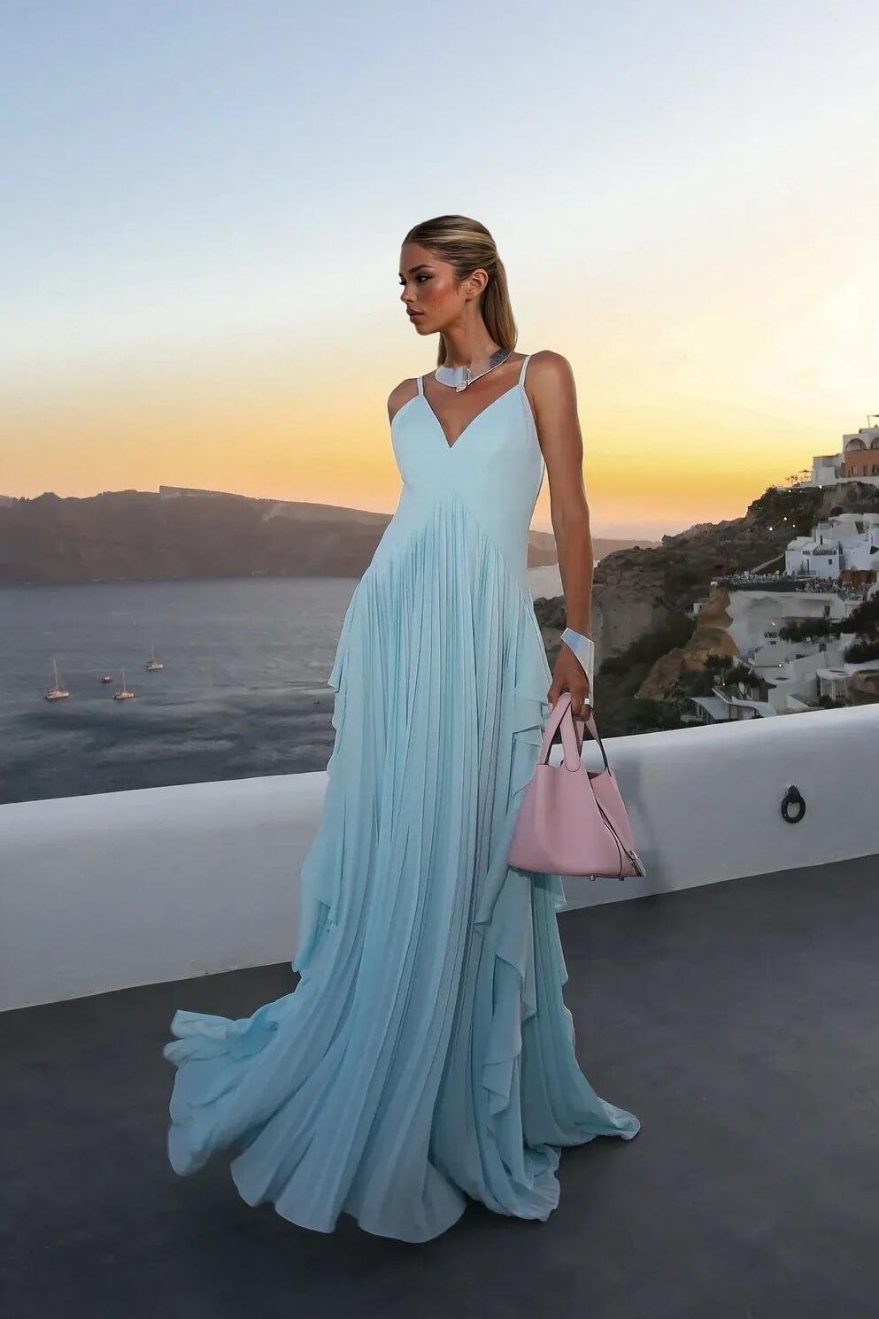 Aurohaya Delicate Glamour in Motion Layered Patchwork Ruched Party Maxi Dress