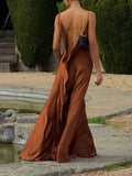 Sexy Elegant Satin Side High Slit Maxi Dress