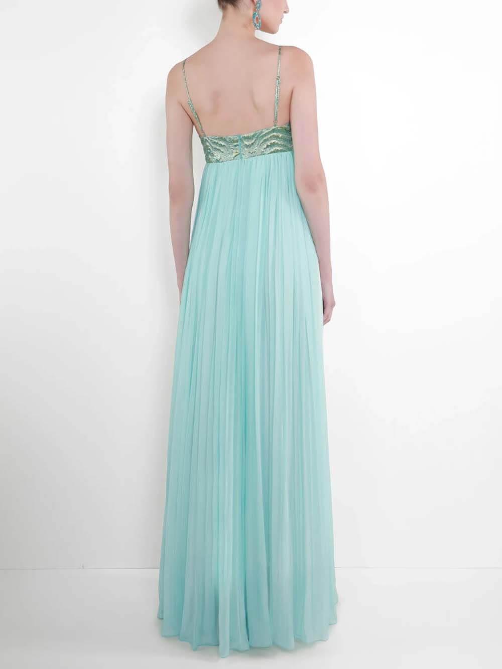 Aurohaya Elegant Ruched Twist-Detail Spaghetti Strap Maxi Dress