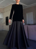 Elegant And Dignified Back-Tie Satin Pleated Paneled A-Line Maxi Dress