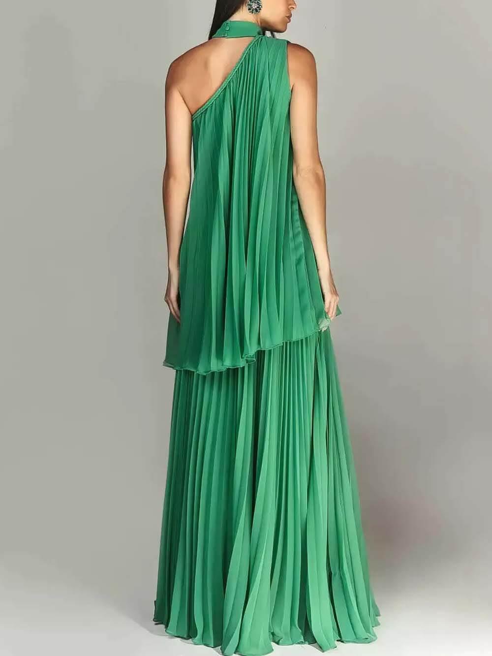 Aurohaya Elegant Ruched Off-Shoulder Layered Party Maxi Dress