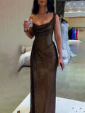 Elegant Sequin Slit Party Maxi Dress