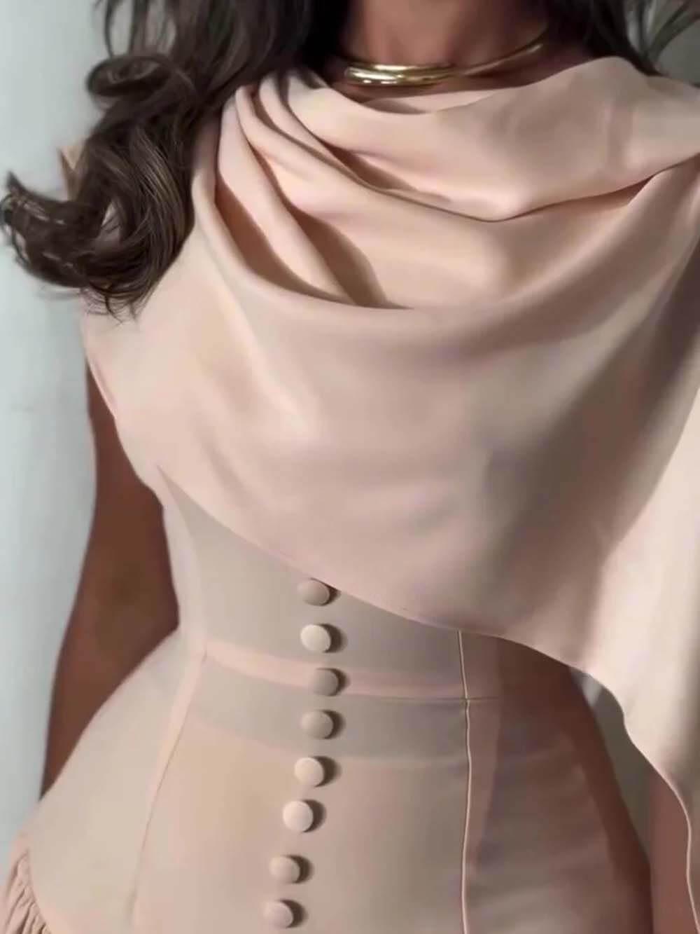 Aurohaya Exquisite Unique Cape-style Corset-bodice Maxi Dress