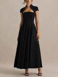 Elegant Asymmetrical Neckline Maxi Dress