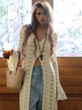 Unique Hollow Crochet Extra-Long Knitted Cardigan
