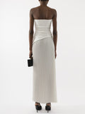 Elegant Wrap Neckline Pleated High Slit Maxi Dress