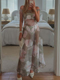Elegant Off-Shoulder Floral Print Chiffon Maxi Dress