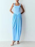 Aurohaya Casual Fashion Pleated Tulip Maxi Dress