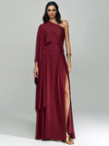 Elegant One Shoulder Long Party Slit Maxi Dress