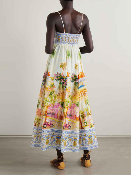 Aurohaya Unique Holiday Painted Print Sling Maxi Dress